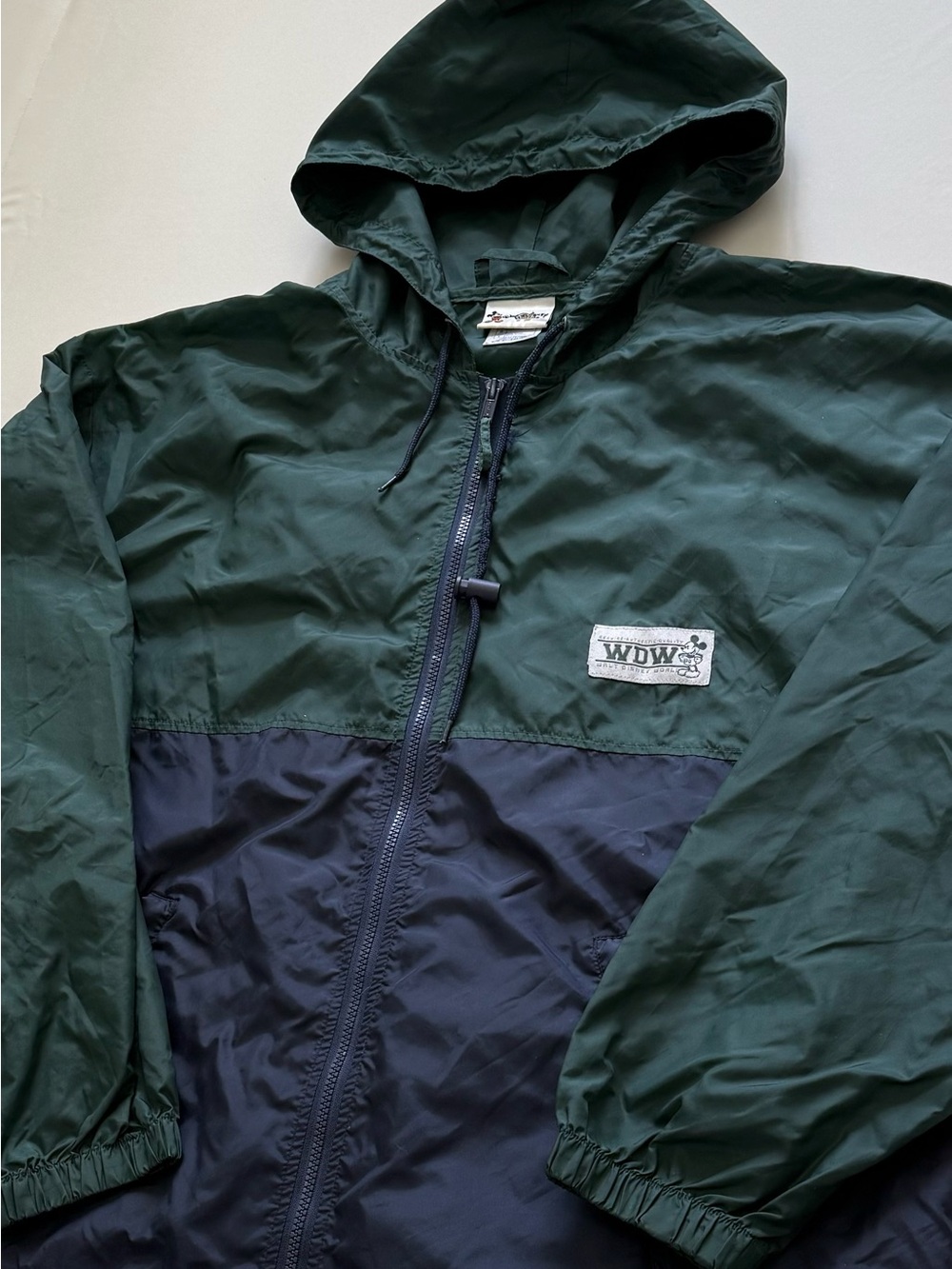 Walt Disney World Rare Vintage Men’s Hoodie Rain Jacket Green & Blue | Size L
